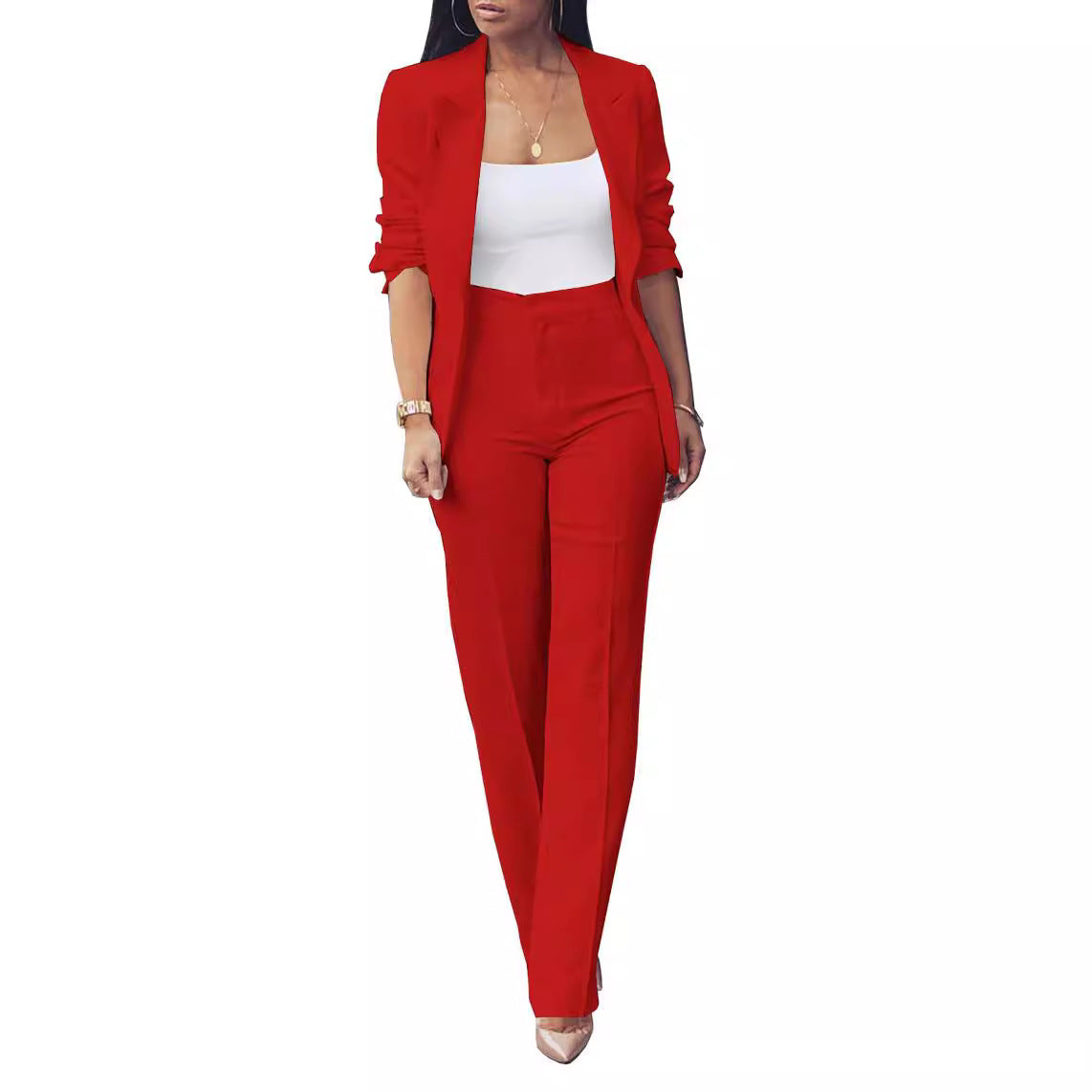 Pure Long Sleeveless Simple Draping Wide Leg Casual Suit See size chart under “more details”