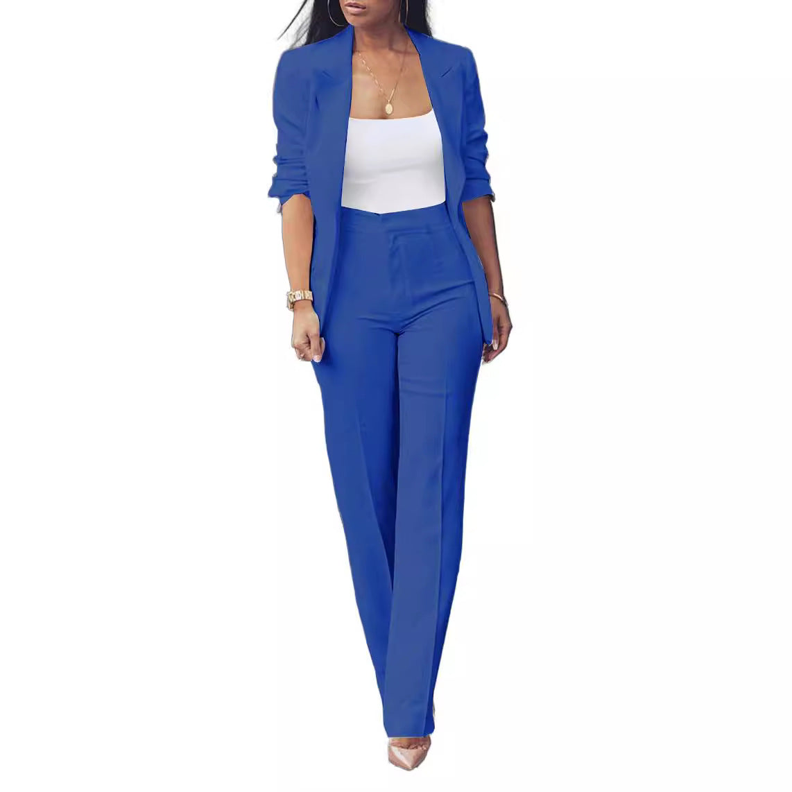 Pure Long Sleeveless Simple Draping Wide Leg Casual Suit See size chart under “more details”