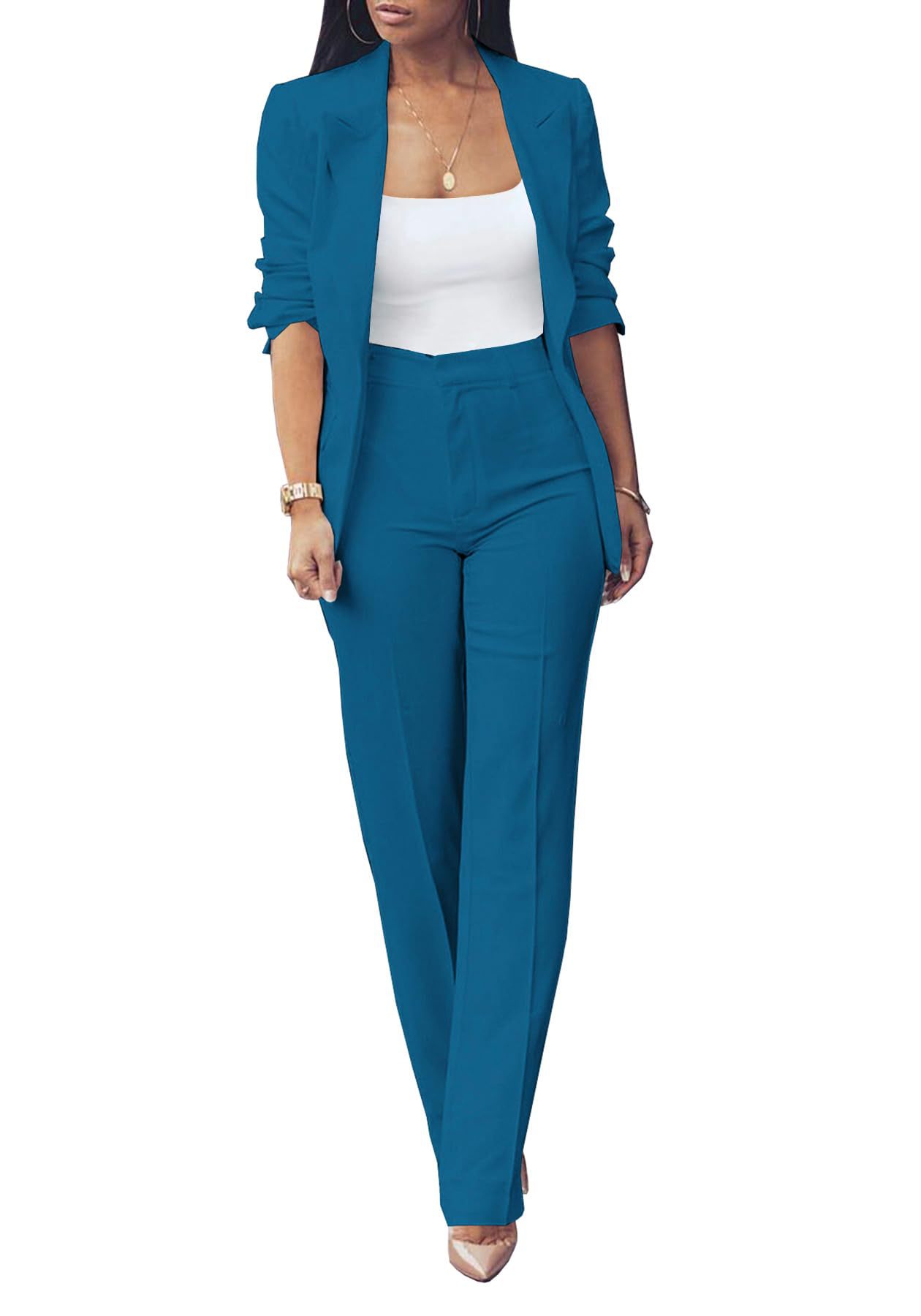 Pure Long Sleeveless Simple Draping Wide Leg Casual Suit See size chart under “more details”