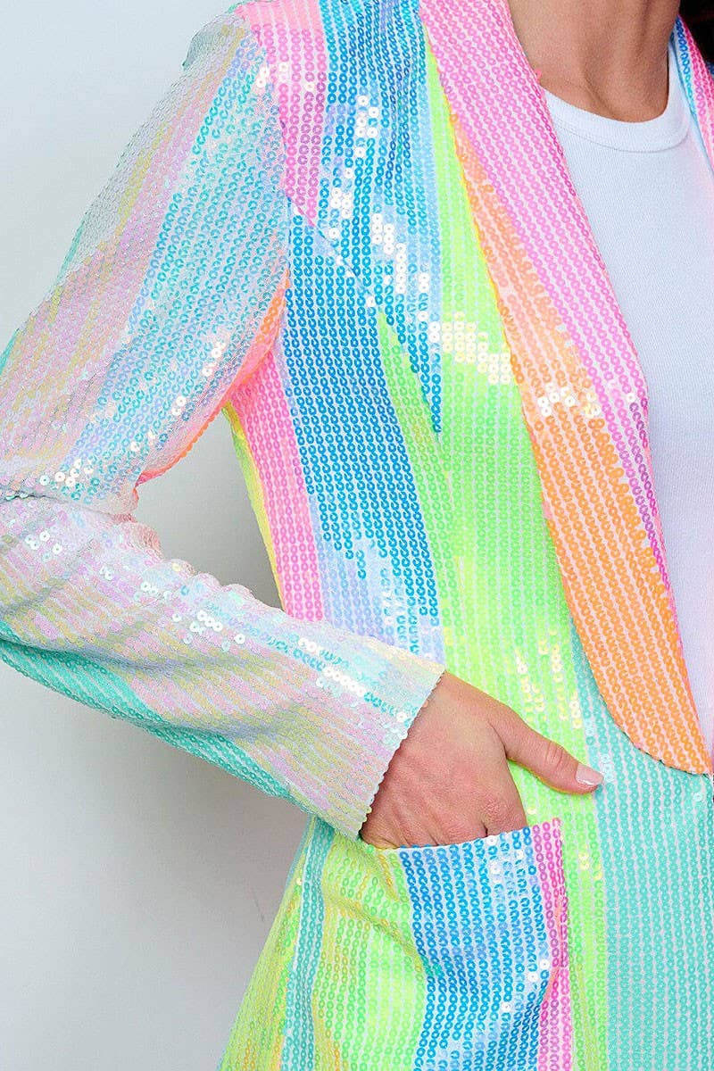 Pastel Rainbow Sequin Blazer