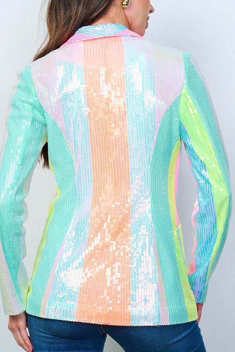 Pastel Rainbow Sequin Blazer